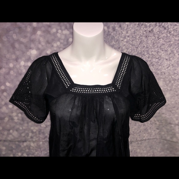 J.Crew Navy blue crochet details Top 2 - Picture 3 of 8